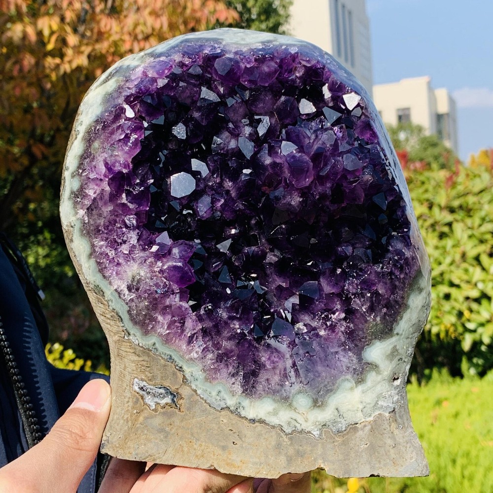 8.51LB Uruguayan Amethyst Quartz Crystal Block Natural Ore Specimen