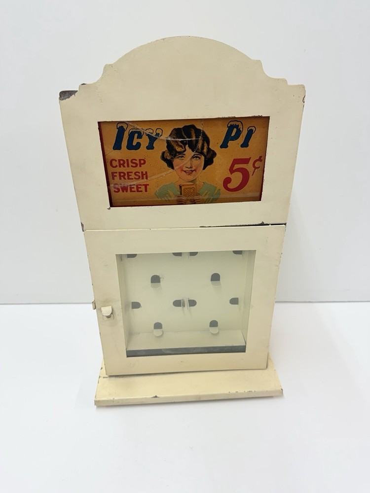 VTG ICY PI Metal & Glass Deco Ad Electric Light Up Ice Cream Sandwich Display