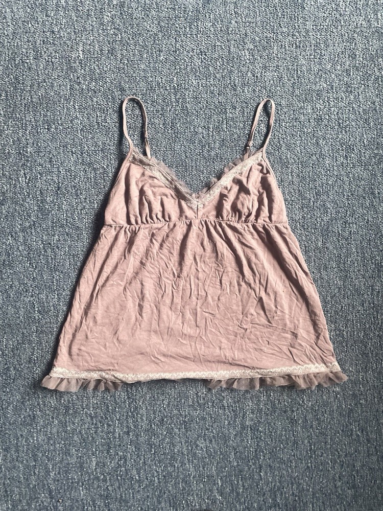 Victoria's Secret Brown Cami Lace Spaghetti Strap Babydoll Top Size Small
