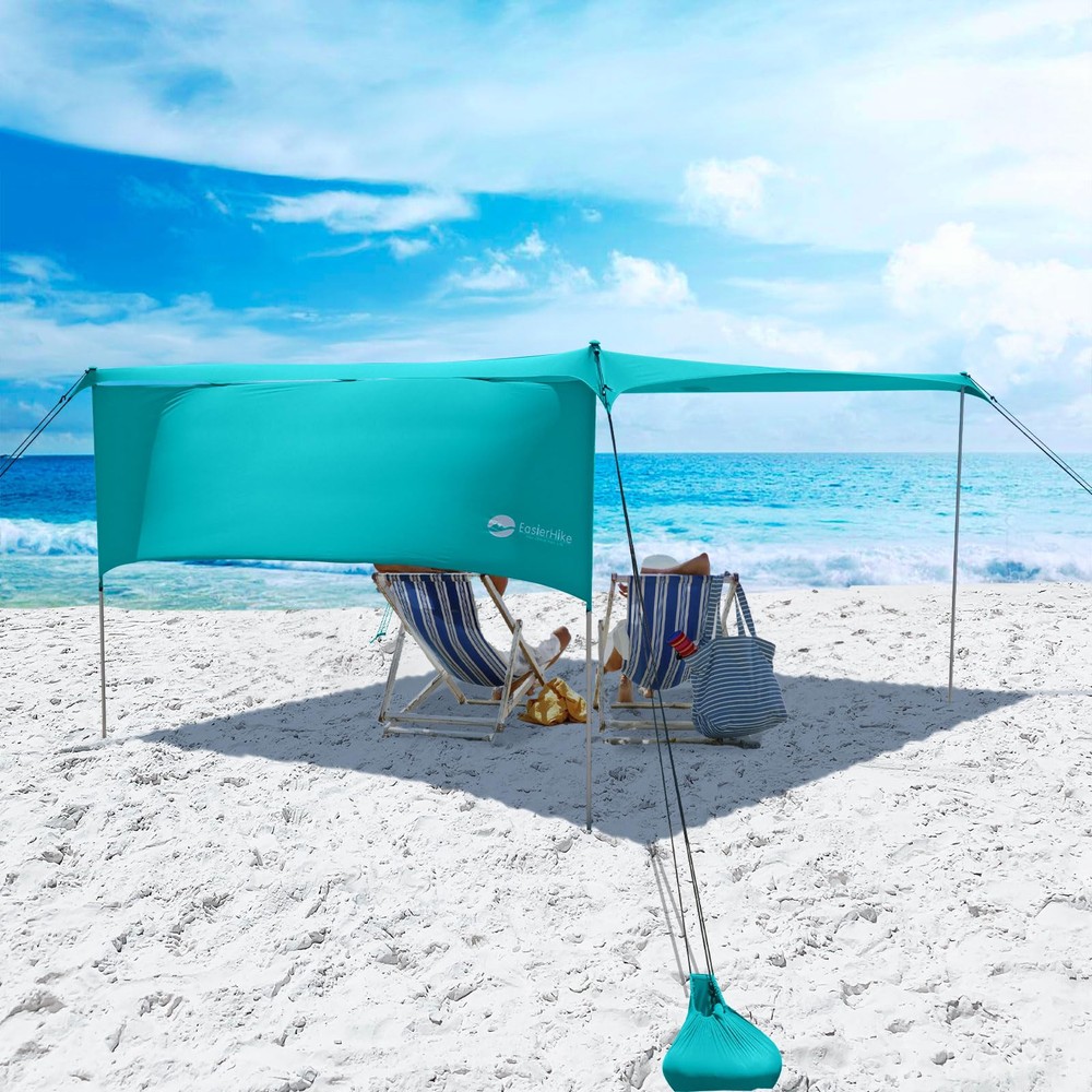 Beach Shade Tent with Side Shade, 10×10 Ft Portable Easy Pop Up Beach Canopy,...