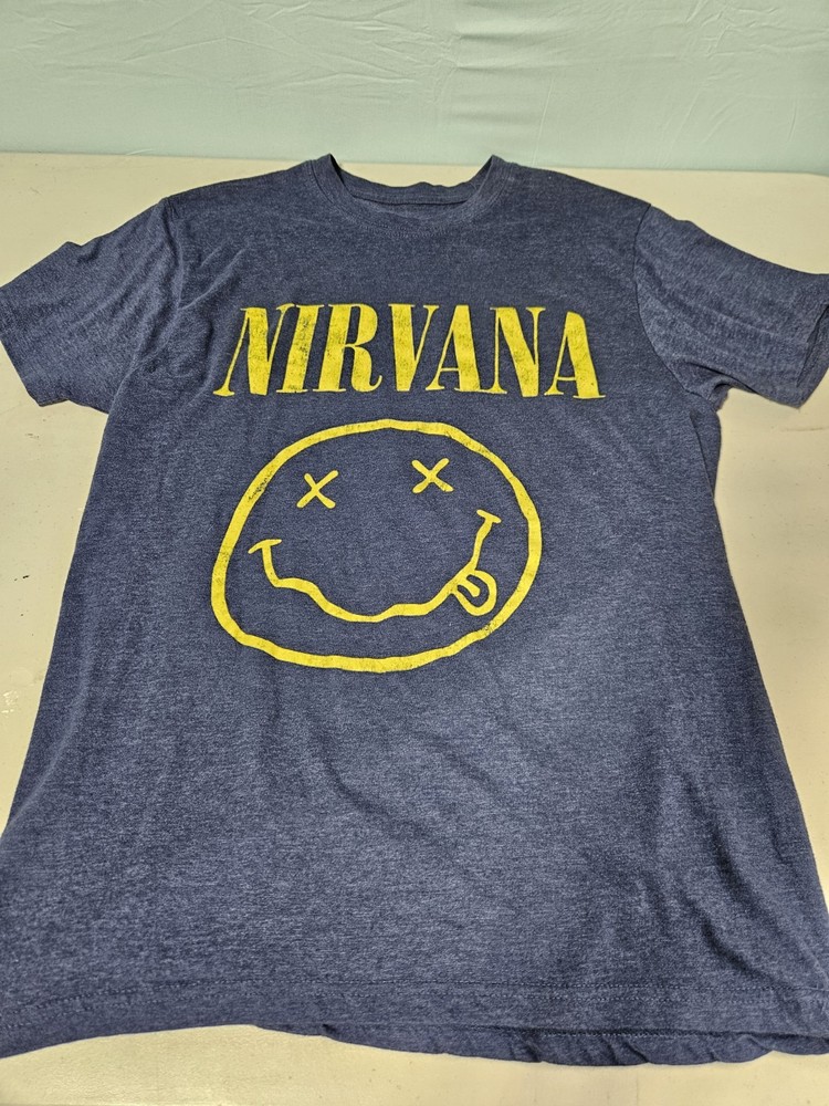 Nirvana Alternative Rock Band Large T-Shirt Unisex, Size L Smiley Face Classic