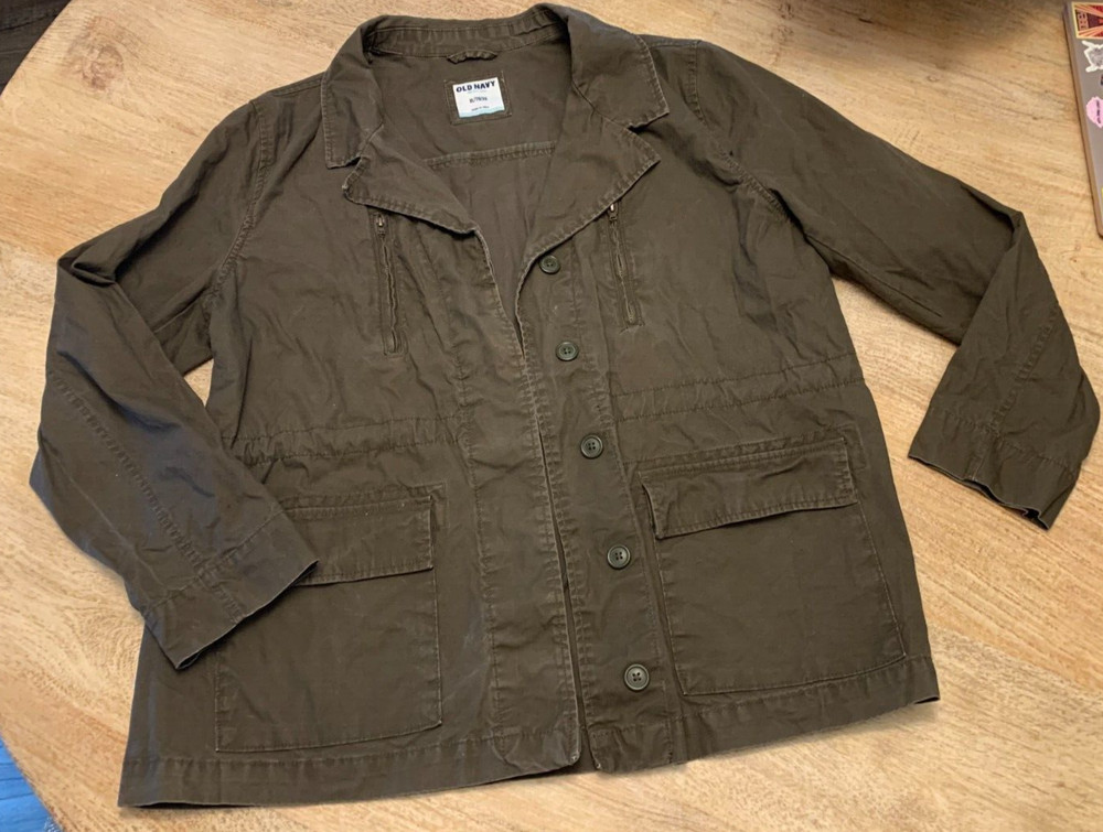 OLD NAVY COAT Women's XL Jacket Olive Army Green Windbreaker Lightweight Blazer