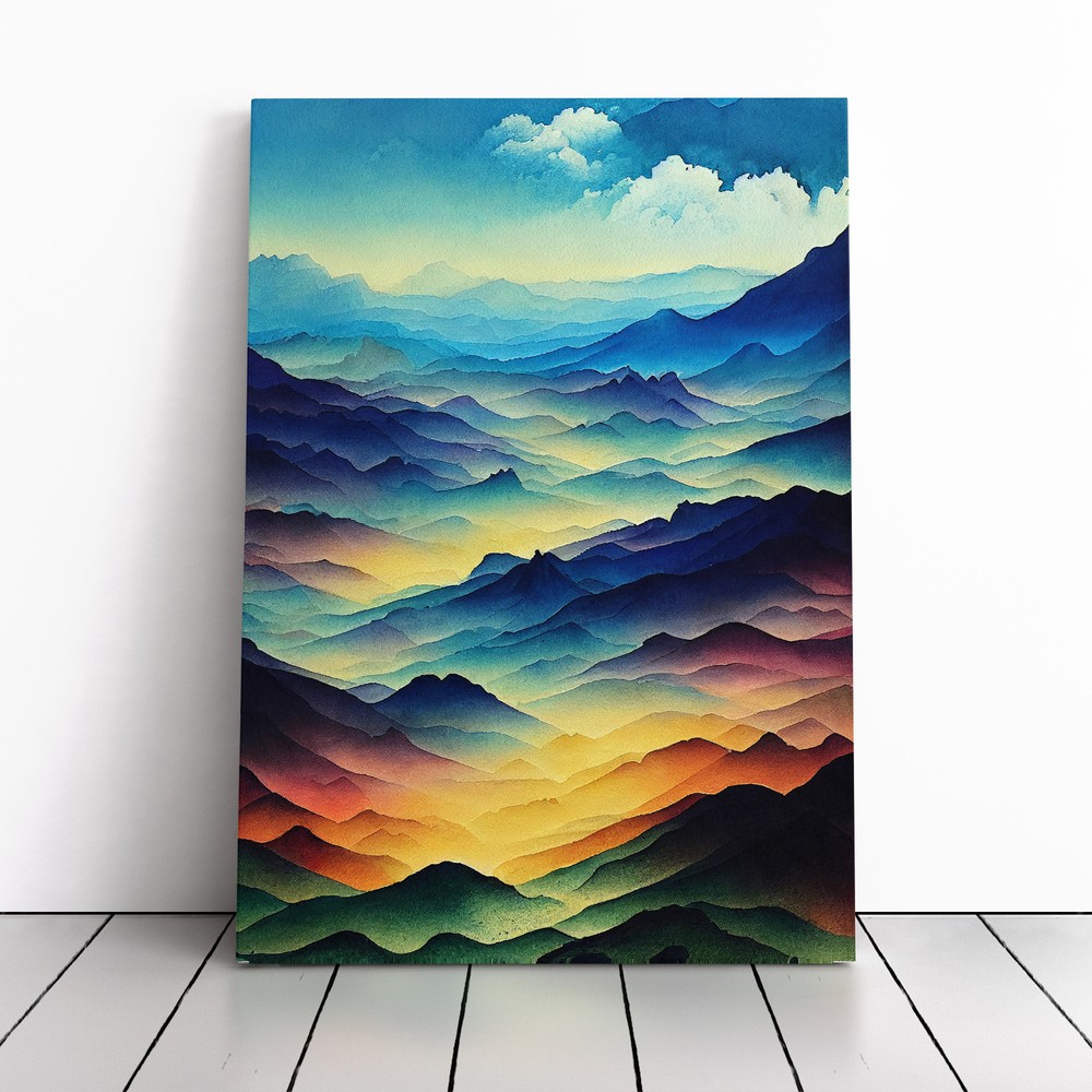 Striking Mountain Landscape No.2 Canvas Wall Art Print Framed Picture Home Decor