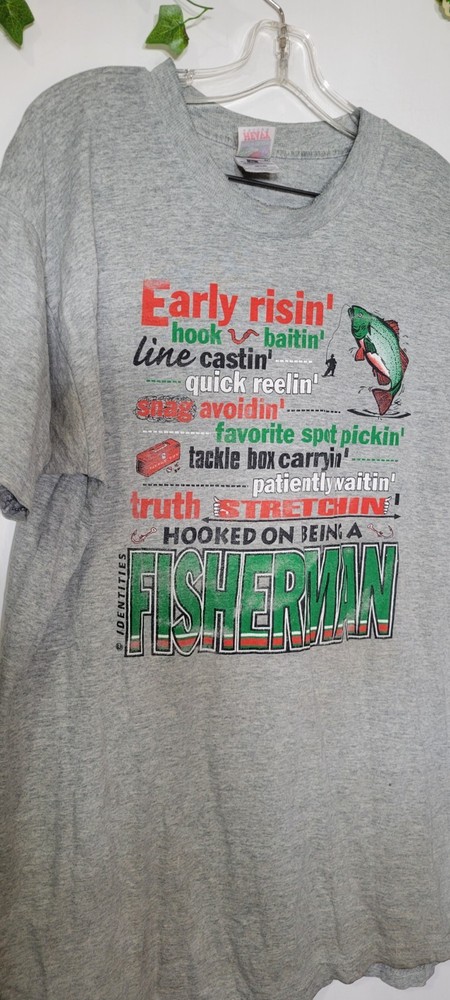 Vintage 90's Adult's XL Funny Graphic Angler Streetwear Fishing Souvenir T-Shirt