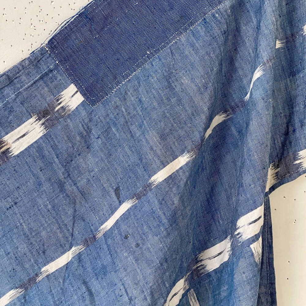 Ikat Antique French Fabric Blue Indigo Hand Woven Cotton 18th Century for Colle