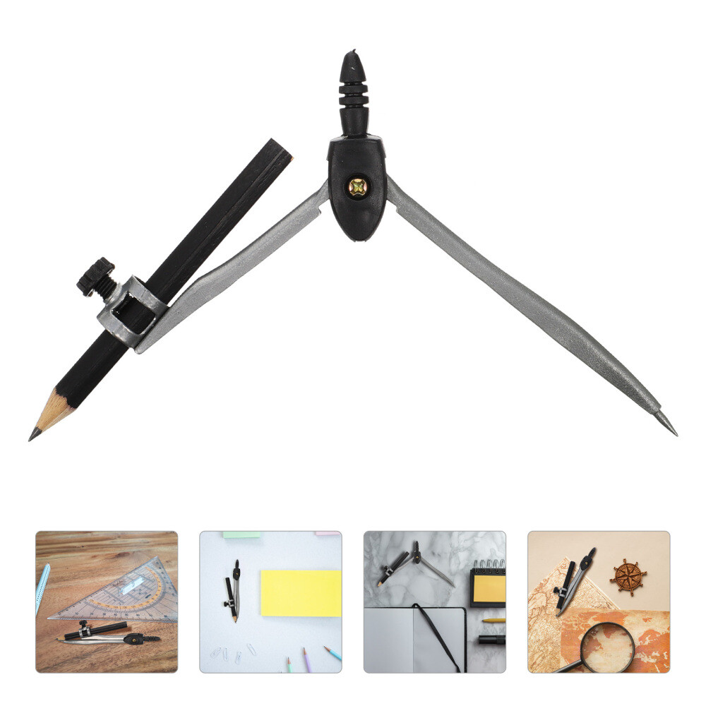 Compass for Math Metal with Pencil Geometry Tool Precision Screw-mount