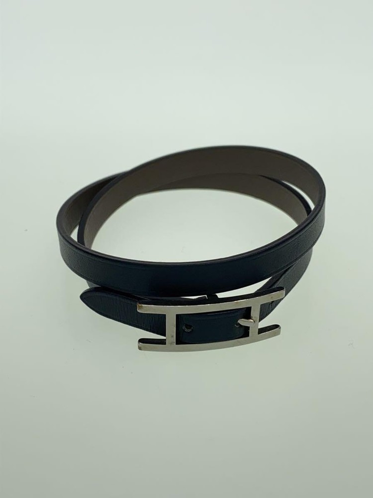 Hermes Bippi Double Tour Black Leather Bracelet for Women 1217