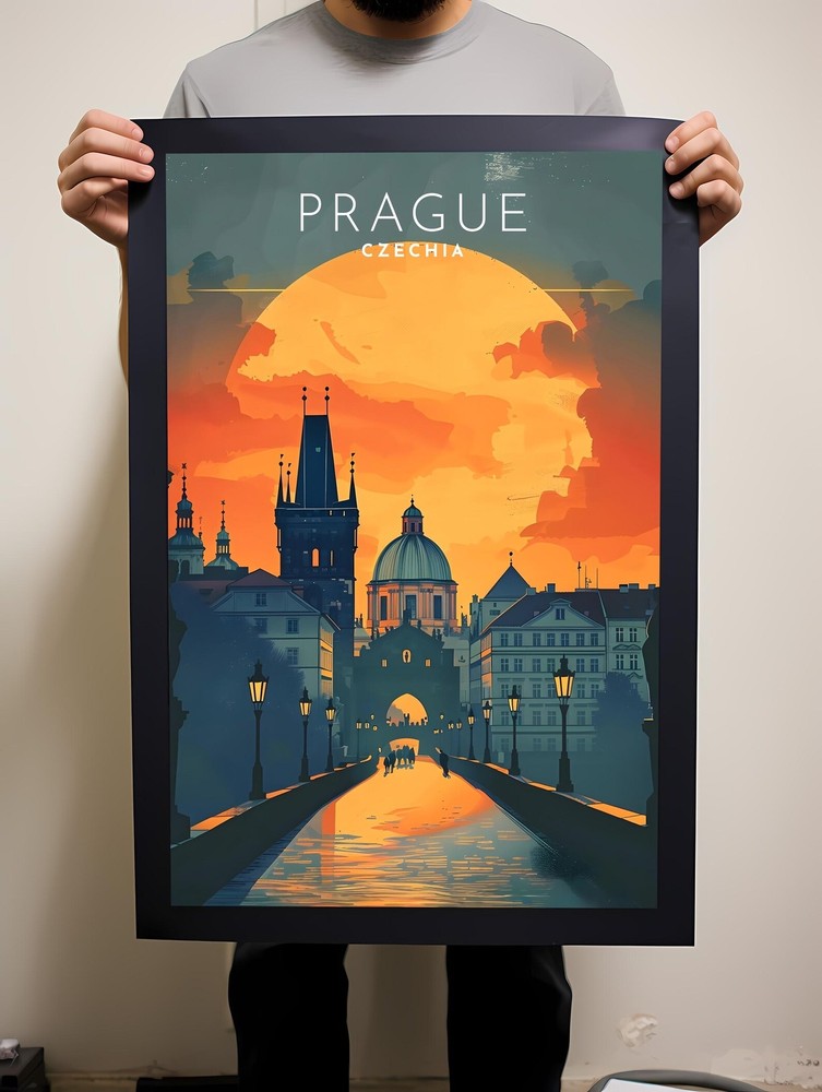 Prague Travel Poster Wall Art Instant Hanging Decor New Home Gift