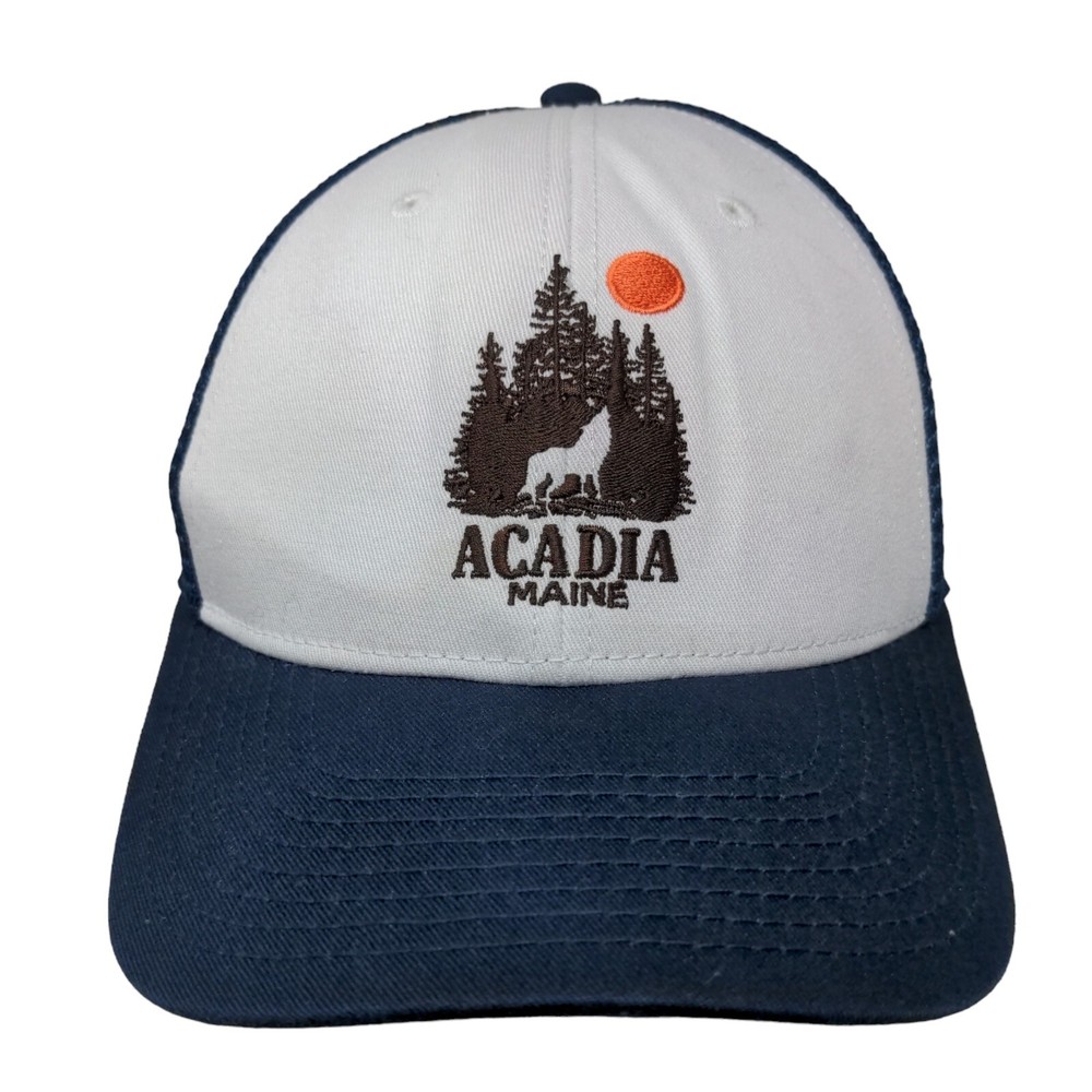 Acadia Maine Fitted Trucker Hat Blue Medium Mesh Back Embroidered-image