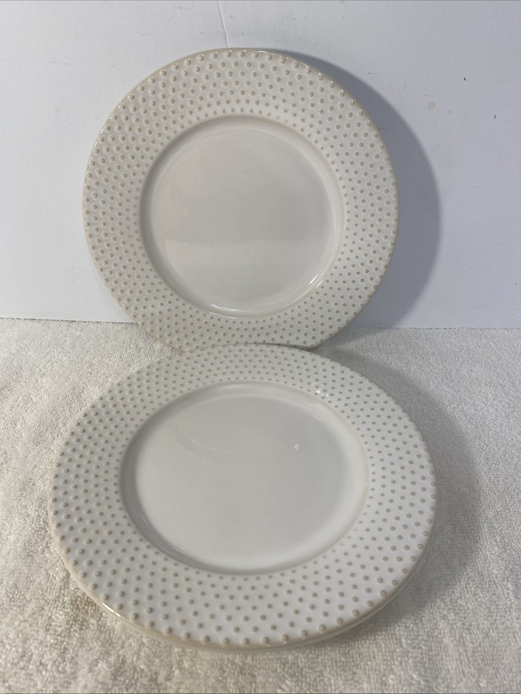 2 Better Homes And Gardens Modern Farmhouse Stoneware Salad Plate White Dots 8.5