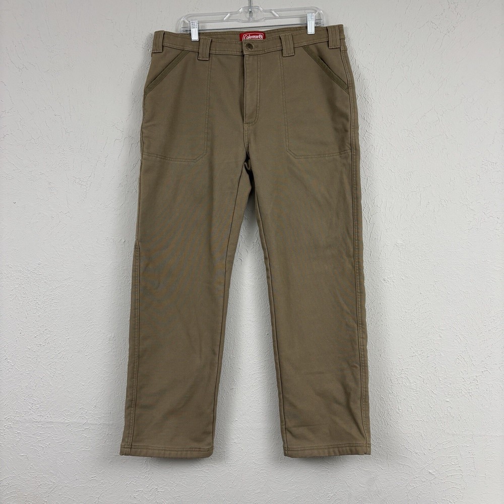 Coleman Men's 36x32 Brown Fleece-Lined Stretch Canvas Tear-Resistant Pants