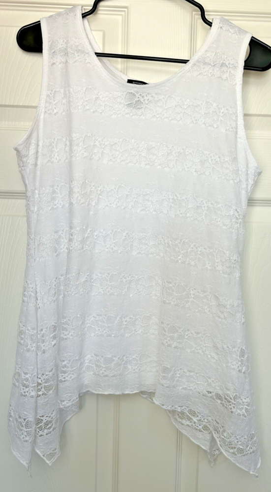 Shannon Ford New York Women Size L White Sleeveless Top Lined Lace