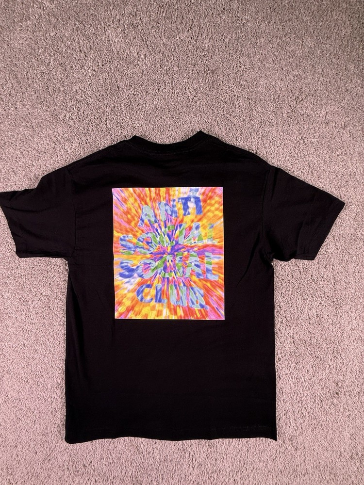 NWT Anti Social Social Club T Shirt Black With Tye Dye Design Medium