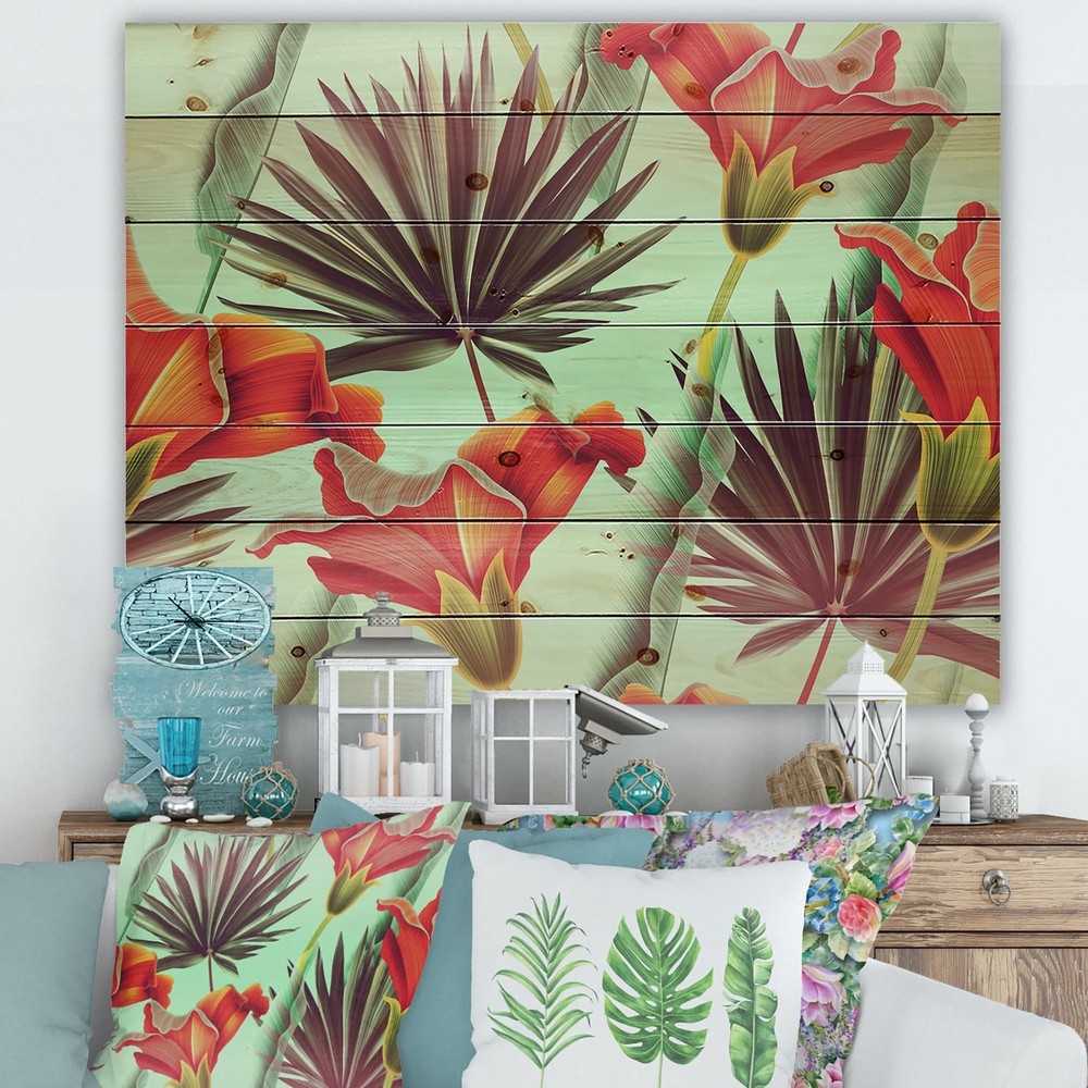 Designart 'Tropical VIntage Flowers VIII' Traditional Print
