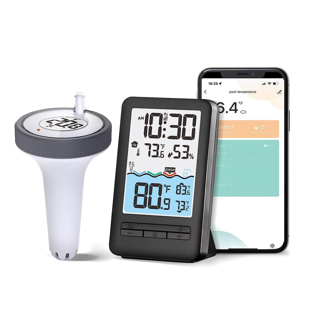 Wireless WiFi Pool Thermometer with Easy-to-Read 4