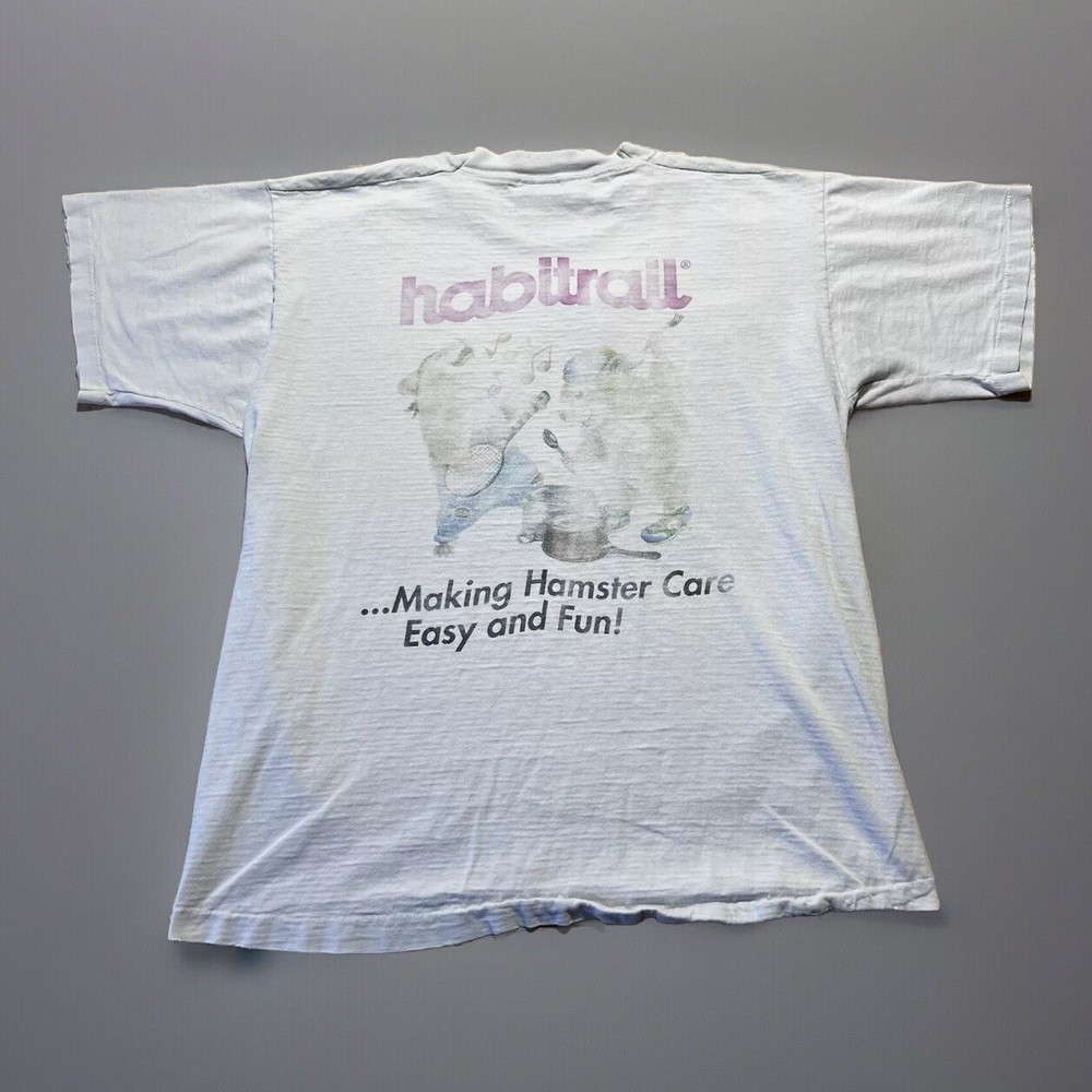 Vintage 90s Habitrail Hamster Care Made Easy Faded Distressed Shirt Size XL