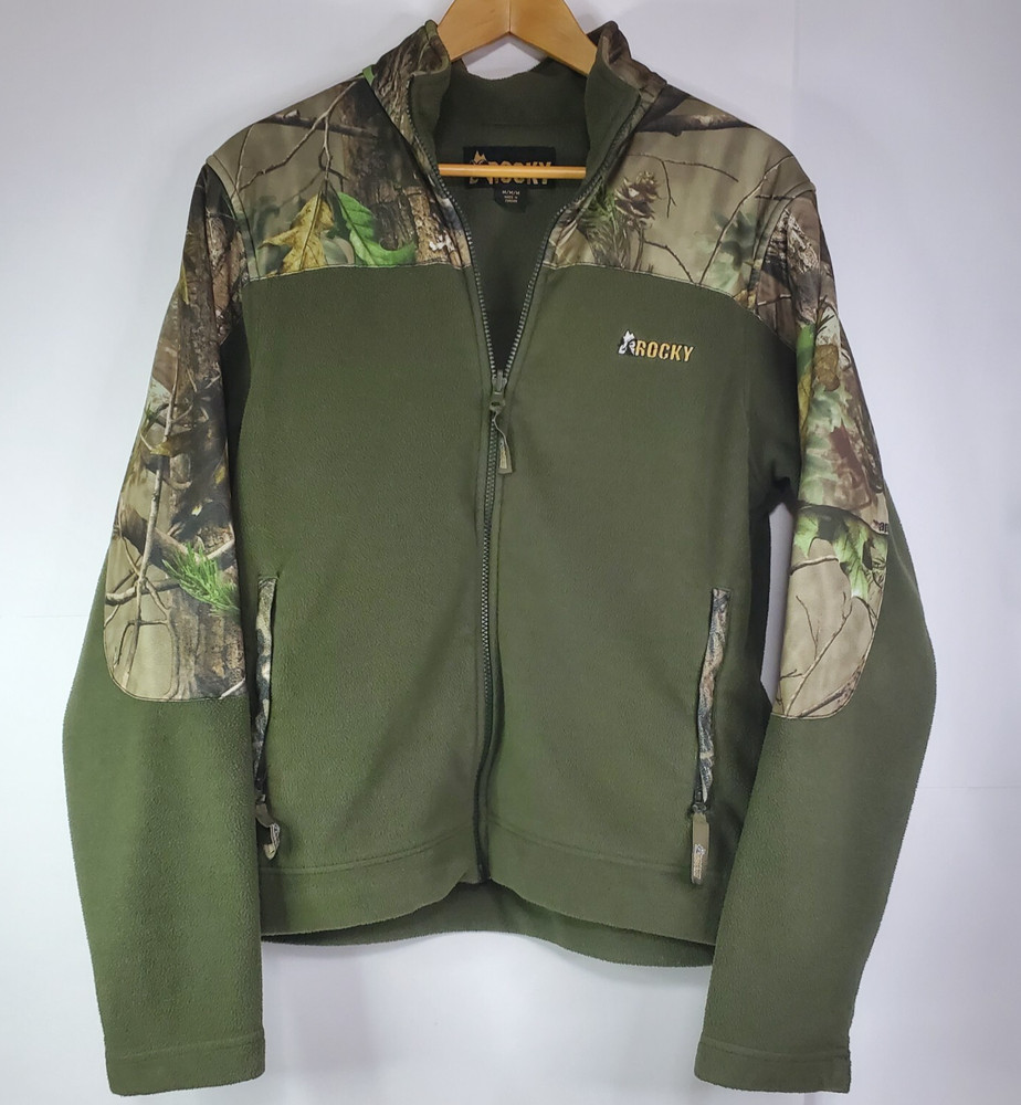 Rocky Fleece Jacket Men's Size M Camo Realtree Green Full Zip Hunting Outdoor