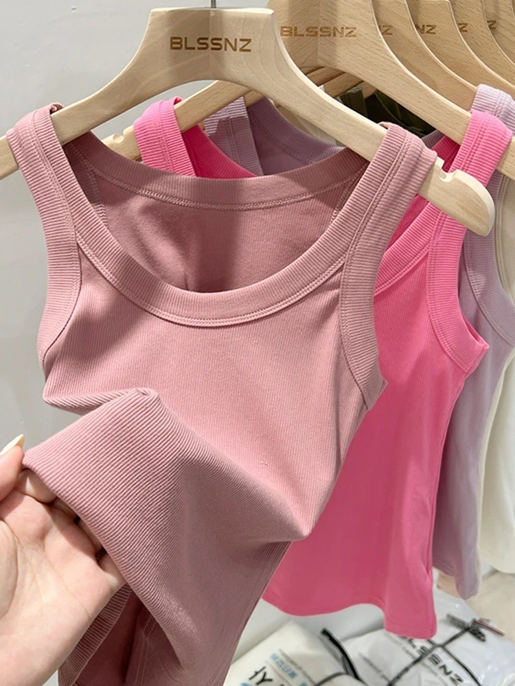 Women's Ribbed Cotton Tank Top Sleeveless Stretch Casual Summer Camisole