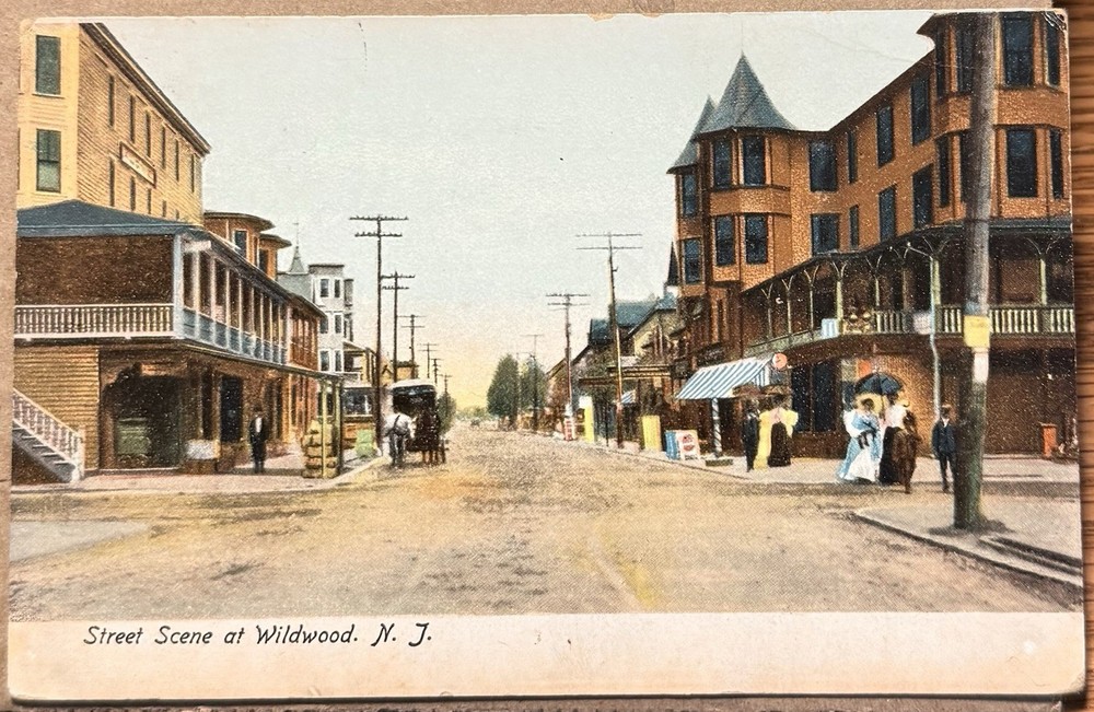 1909 Wildwood NJ, Street Scene, Cape May County, Postcard