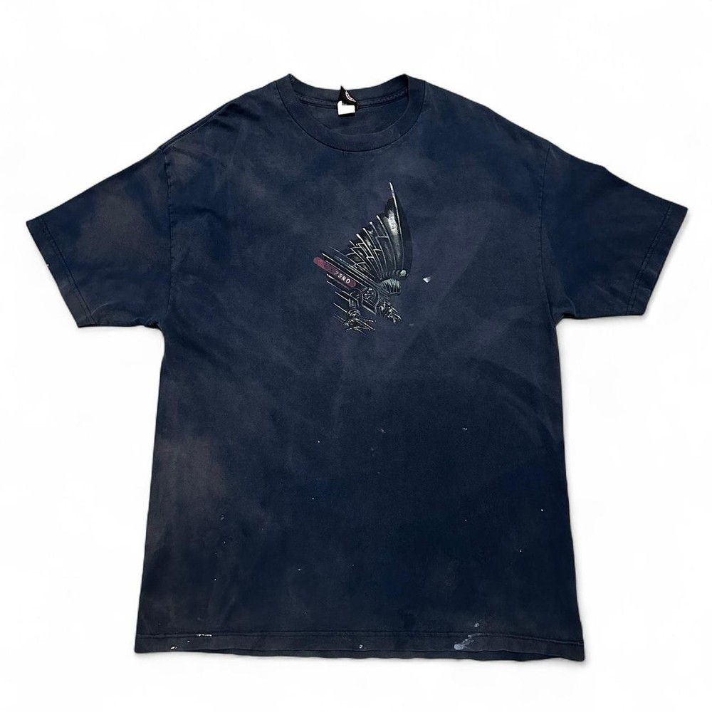 Vintage 90s / 2000s Zero skateboards Navy distressed bleached faded skate tee