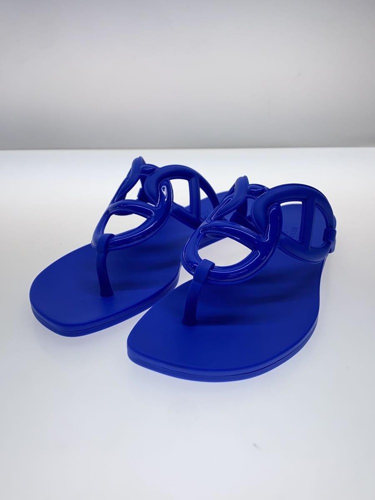 Authentic HERMES Egerie Sandal Blue Rubber Chain d'Ancre EU 35 Preowned F/S