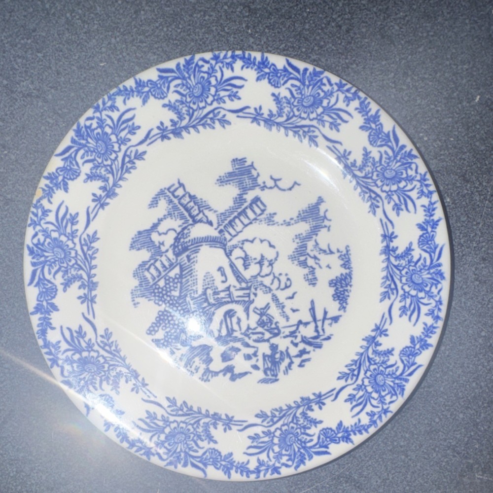 Royal China Blue and White Windmill Pattern Ceramic Decorative Plate