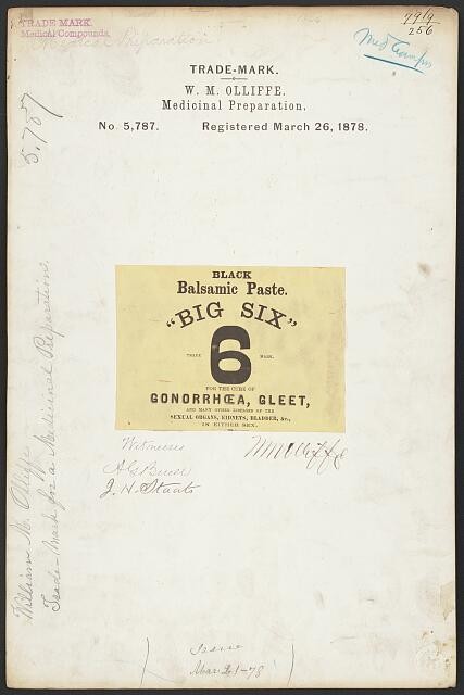 Photo:W. M. Olliffe for Big Six brand Medicinal Preparation