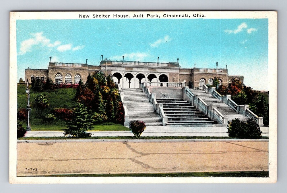 Cincinnati OH-Ohio, Shelter House, Ault Park, Antique Vintage Souvenir Postcard