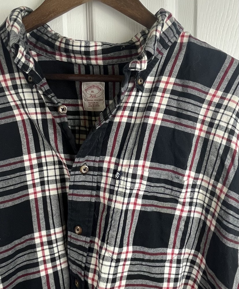 Brooks Brothers 346 Shirt Mens XL Plaid Button Down Long Sleeve Flannel Shirt