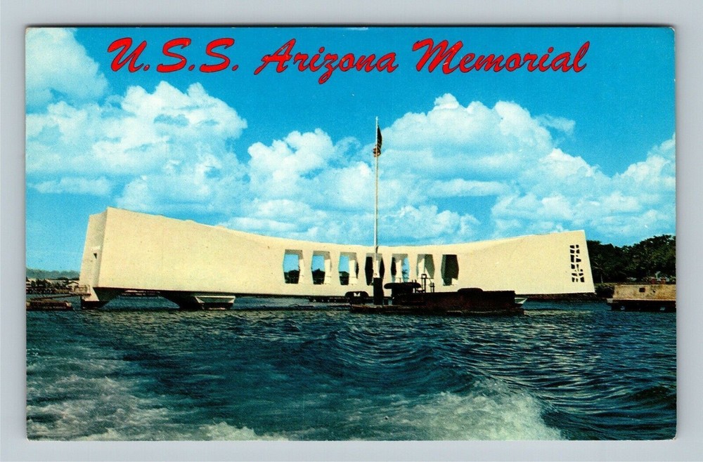 Pearl Harbor HI, USS Arizona Memorial, Hawaii Vintage Postcard
