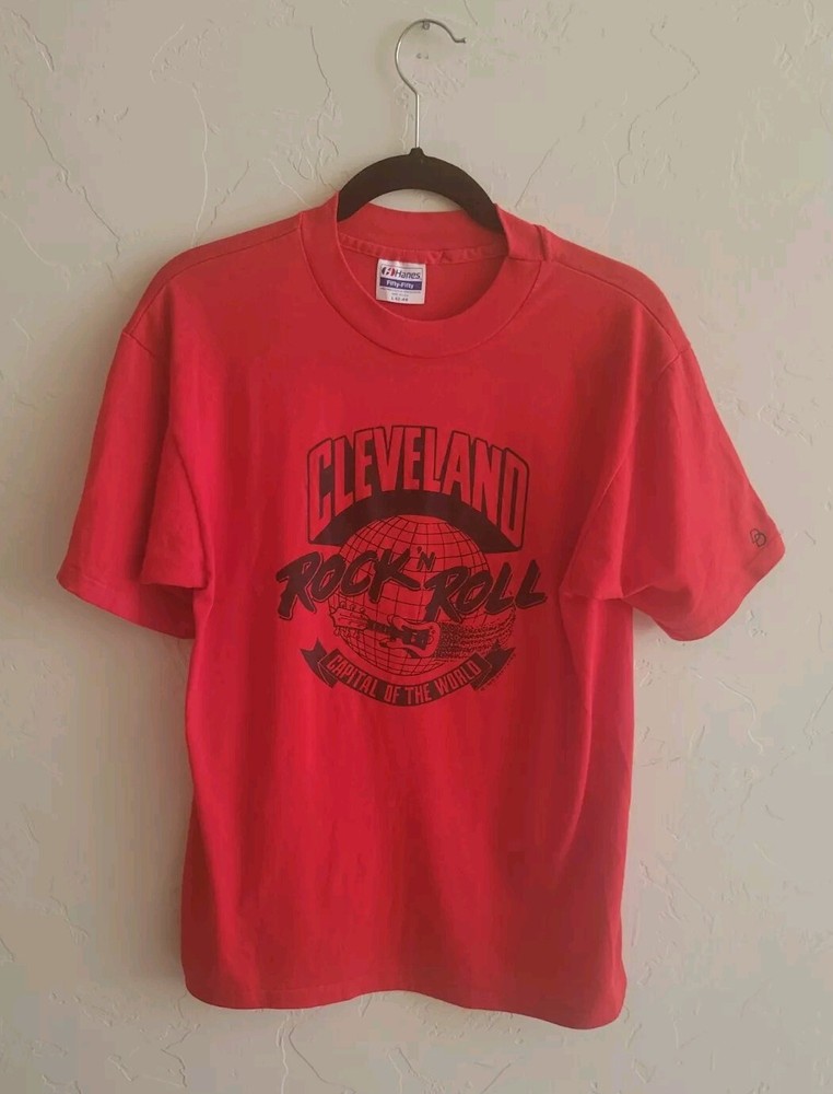 Vtg 80s Hanes Cleveland Rock n Roll Capitol of the World T-shirt Single Stitch