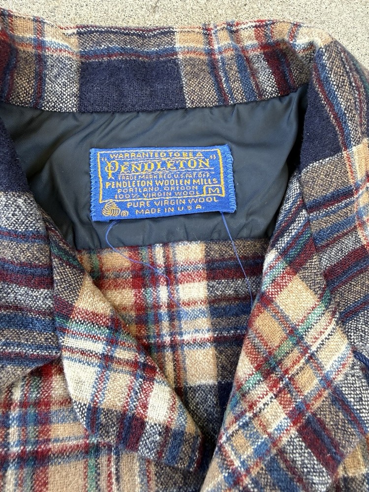 Pendleton  Plaid Board Shirt Vintage 60s/70s, Loop Collar, Medium