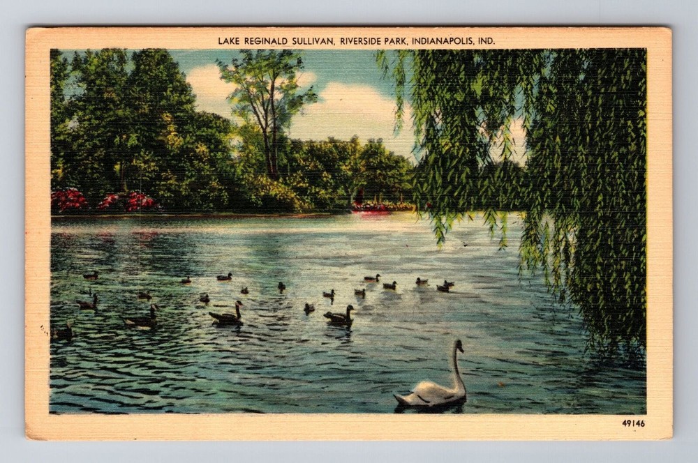 Indianapolis IN-Indiana, Riverside Park, Lake Reginald Sullivan Vintage Postcard