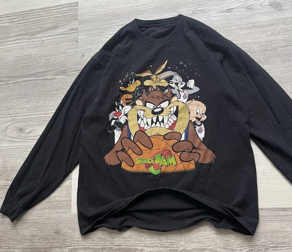 Vintage Looney Tunes Space Jam Long Sleeve T-Shirt Taz Large