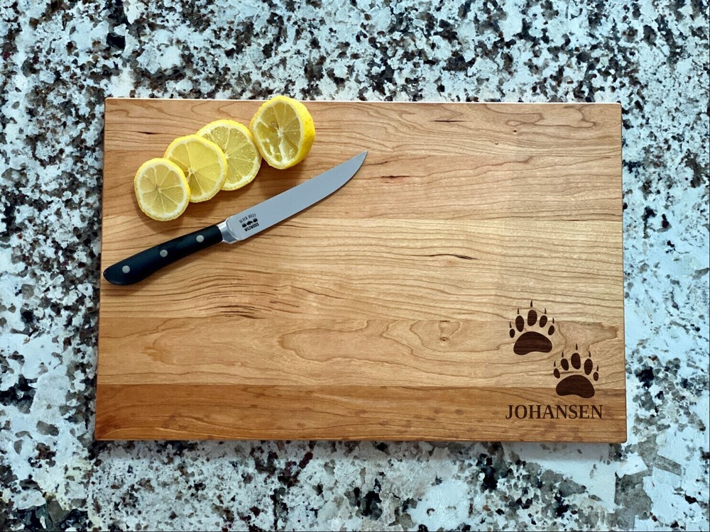 Bear Paw Prints Cutting Board | Wildlife Bear Charcuterie Board | Custom Serving