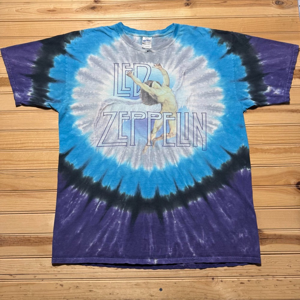 Led Zeppelin Icarus Swan Song Classic Rock Band Tie Dye Psychedelic Shirt - XL