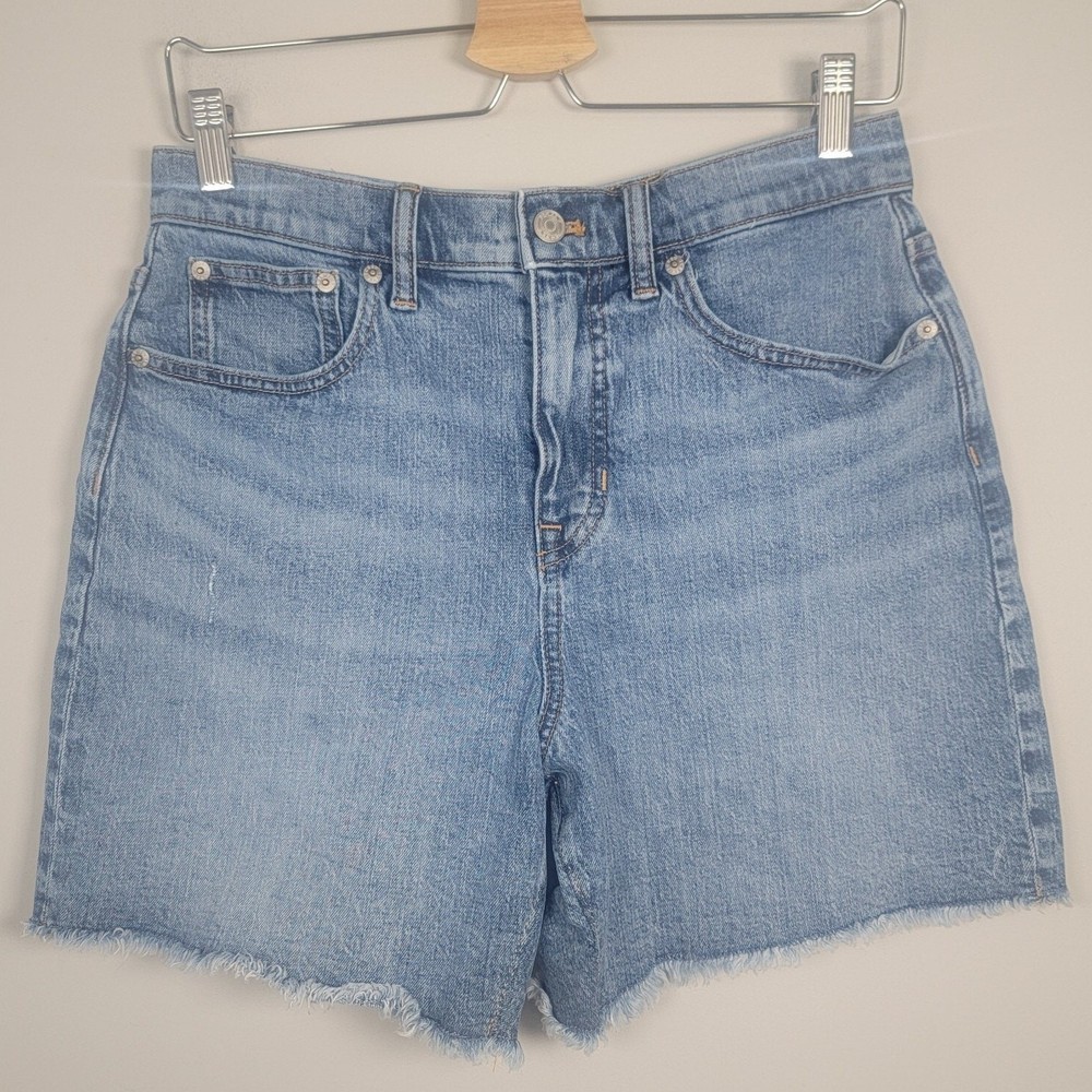 J. Crew Denim Shorts 28 Womens Mid Length High Rise Raw Hem Jean Cutoff Blue