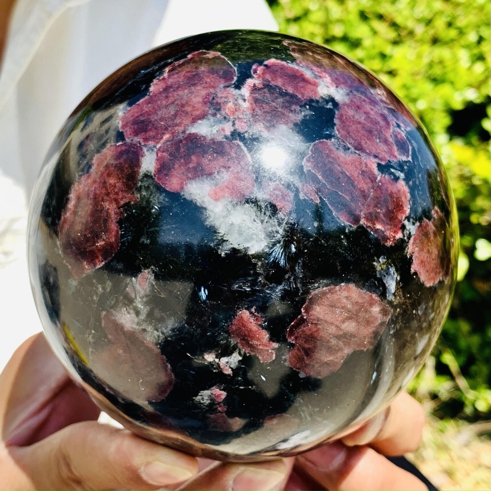 7.23LB Natural Garnet Fireworks Quartz Crystal Sphere Healing Energy Ball