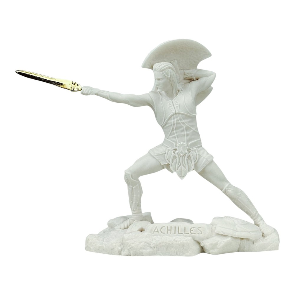 Achilles Trojan War Hero King Battle Stance Cast Marble Statue Sculpture 23 cm-image