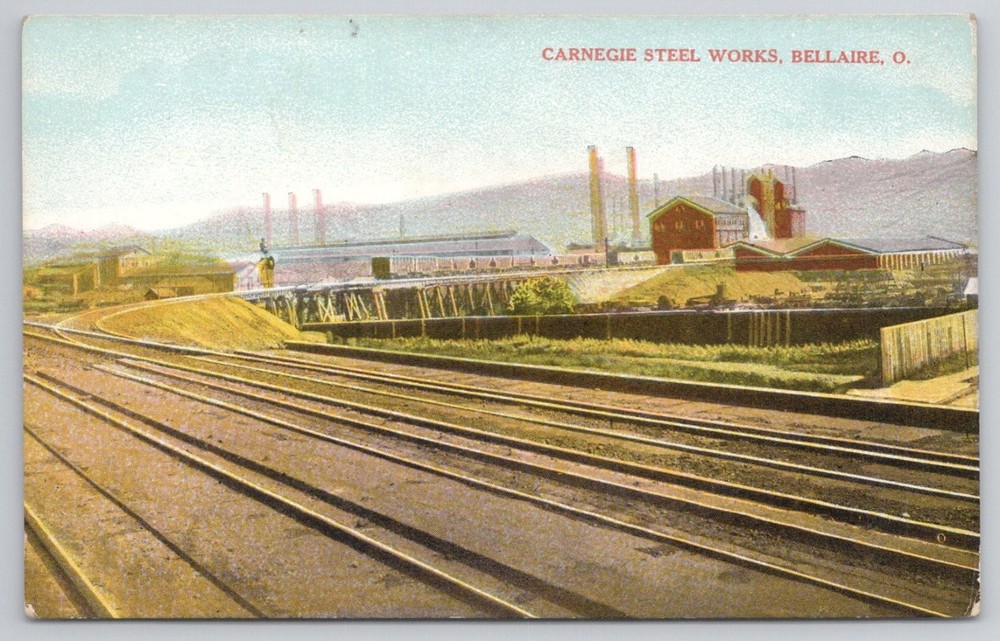 Carnegie Steel Works Bellaire Ohio Vintage Postcard Industrial Landmark