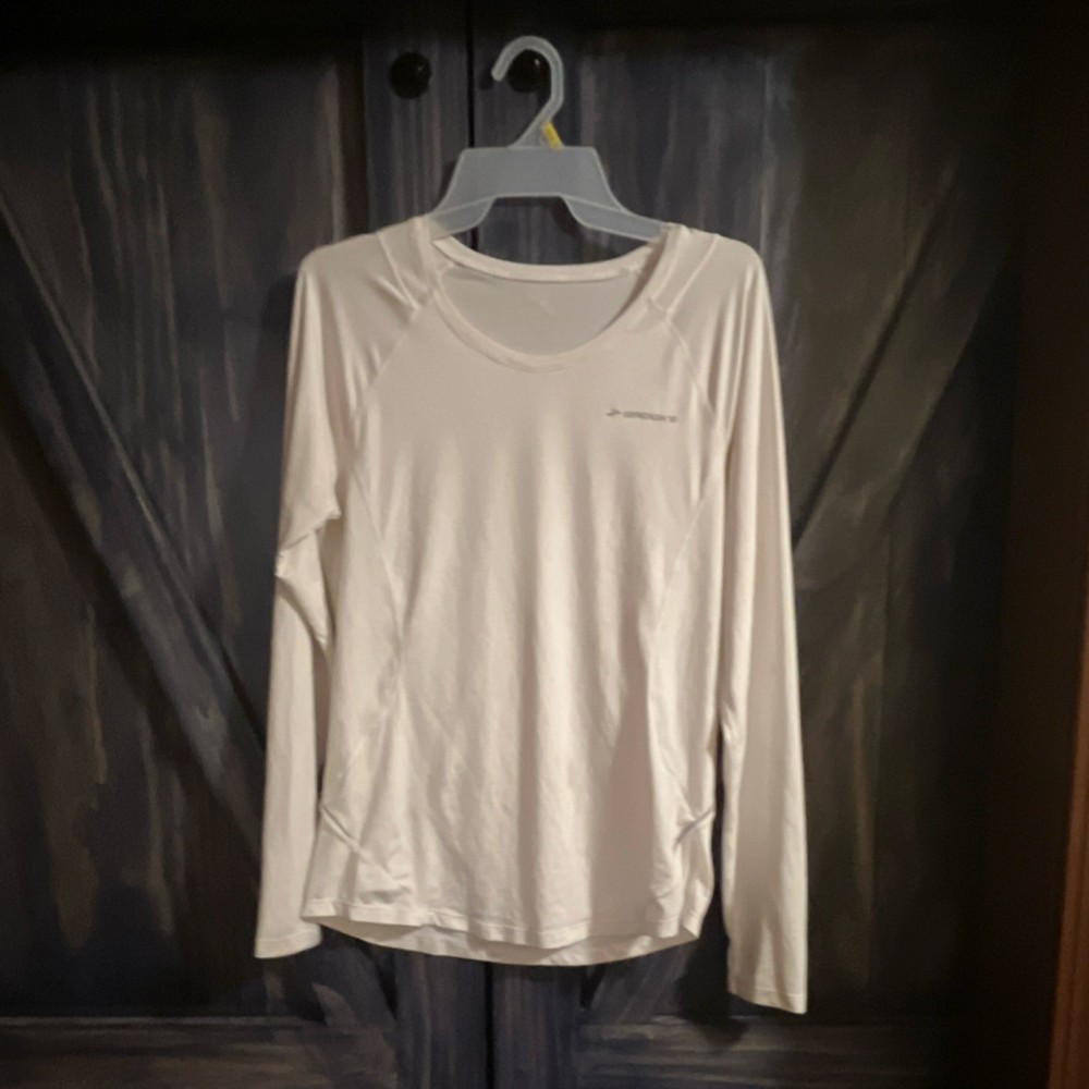 Brooks Womens White Lightweight Long Sleeve Crew Neck Activewear Running T-Shirt