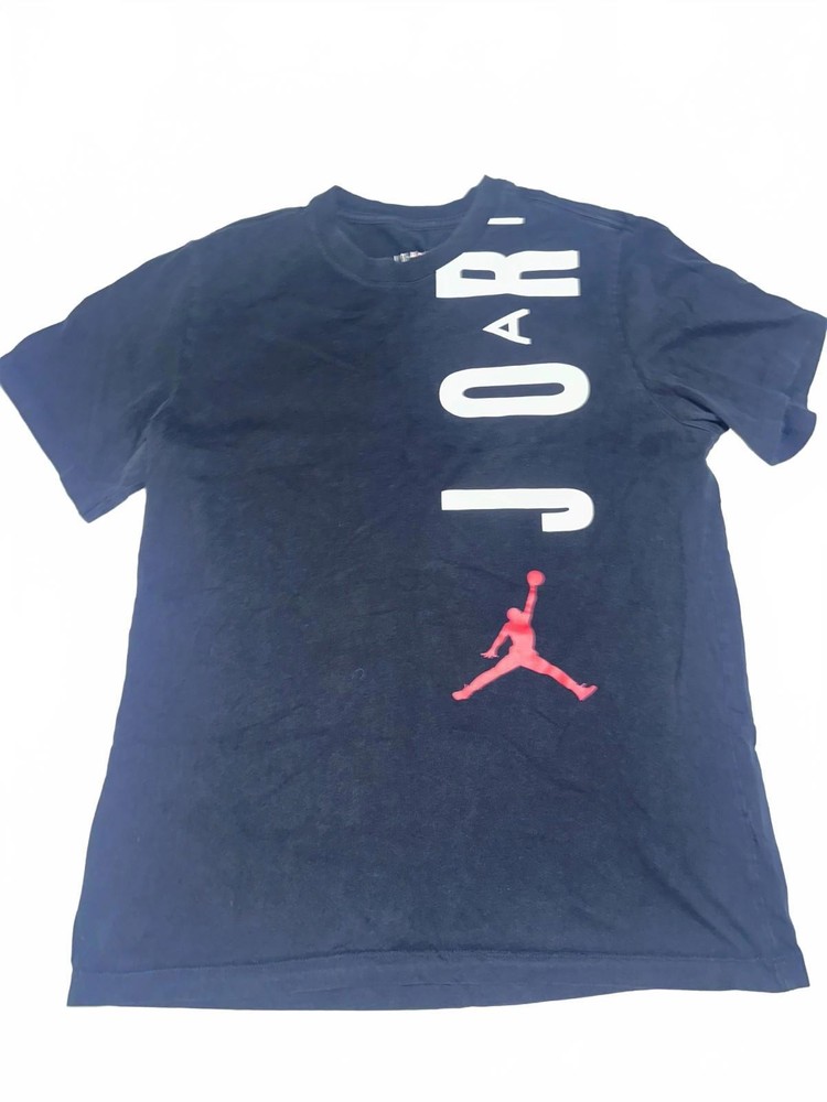 Nike Air Jordan Men's Large L Jumpman Logo 100% Cotton T-Shirt AOP Black