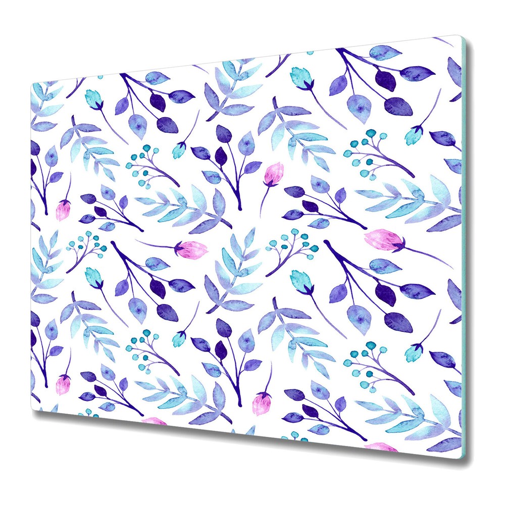 Glass Induction Cover Blue and pink flowers purple blue and pink 60x52