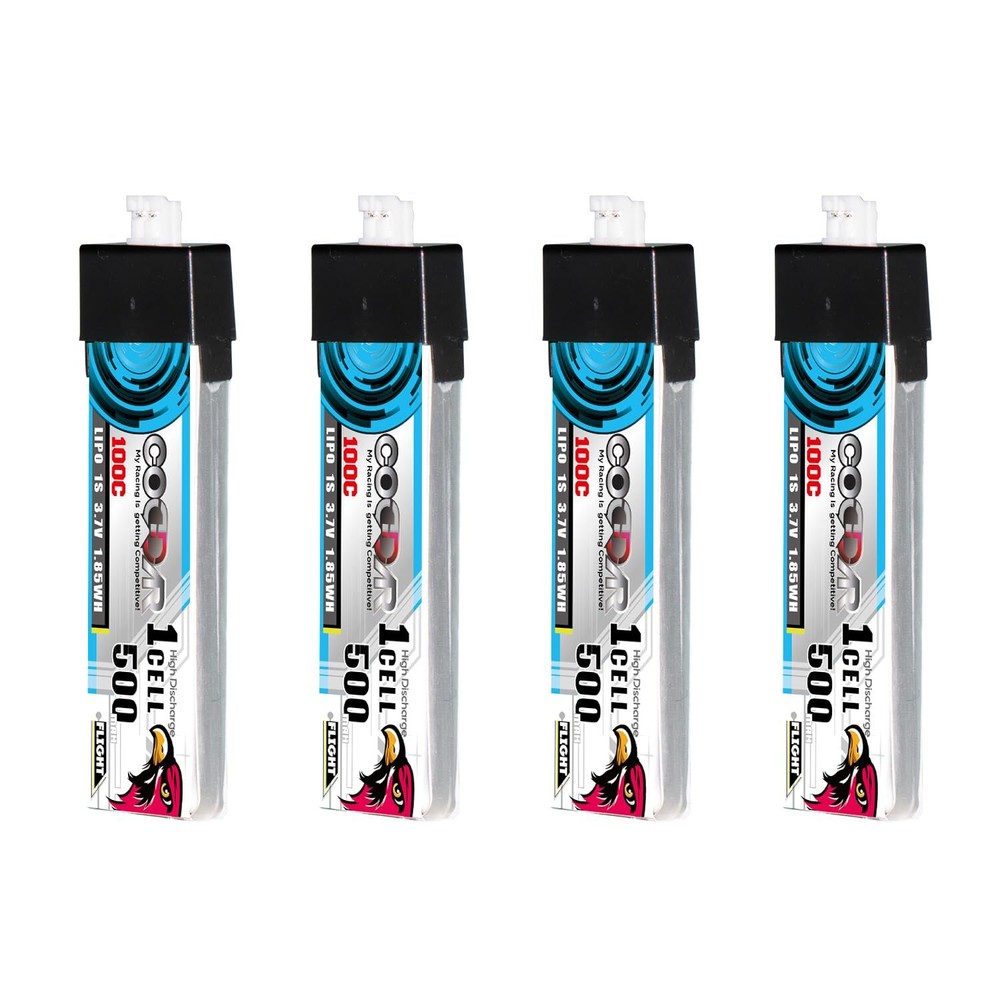 4 Packs LiPo 500mAh 1S 3.7V 100C LiPo Battery with PH2.0 Plastic Head for Ema...