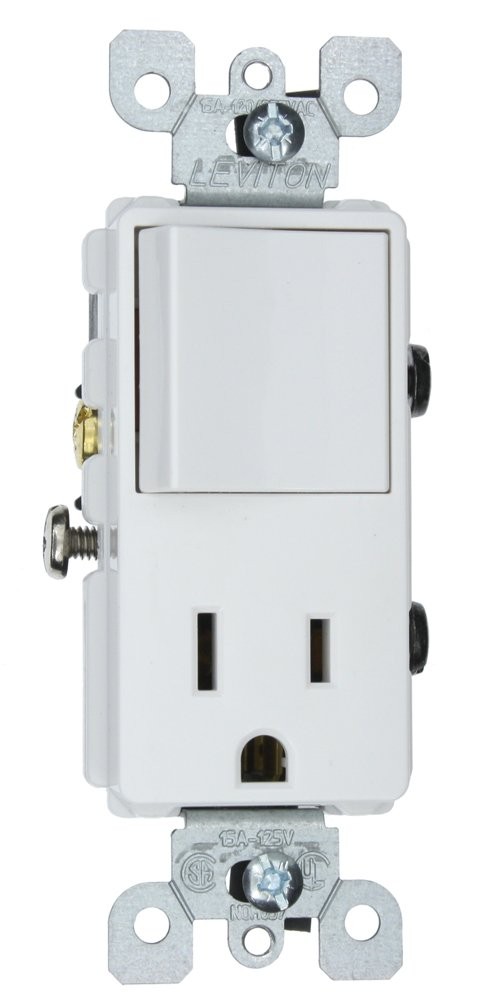 15 Amp, 120 Volt, Decora Single-Pole, AC Combination Switch, Commercial , Gro...