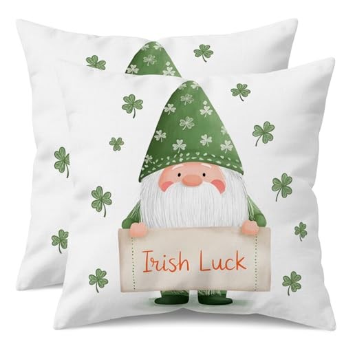 St. Patrick’s Day Gnome Pillow Covers 18x18 18