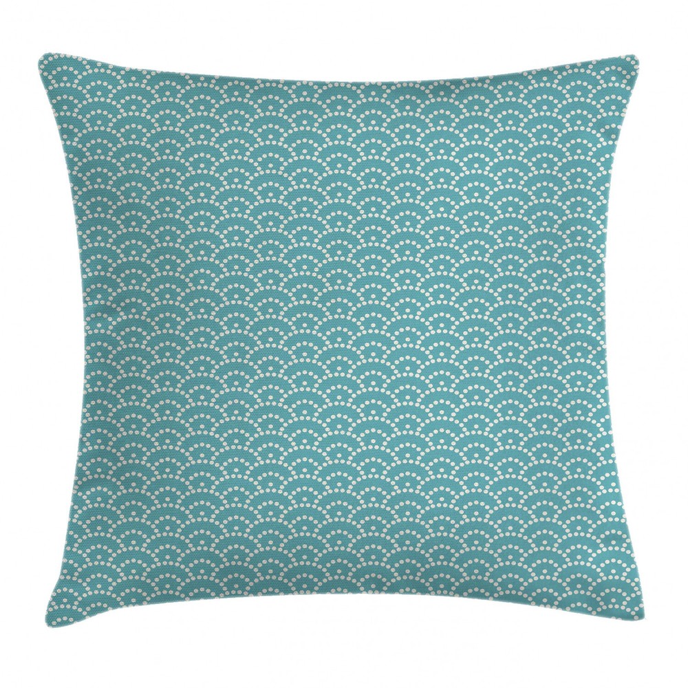 Light Blue Japanese Bubbles Square Pillow Cover 20 Inches