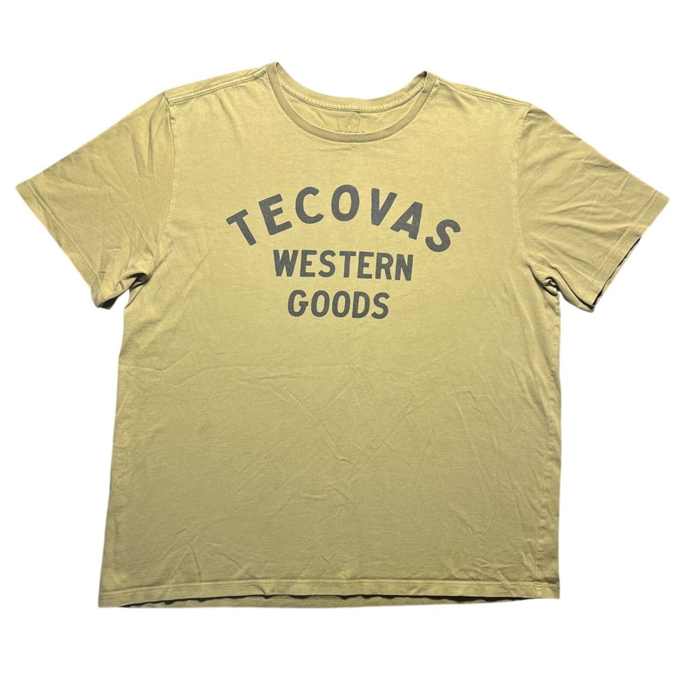 Tecovas Western Goods Graphic T Shirt Mens Large Beige Tan Short Sleeve Cotton