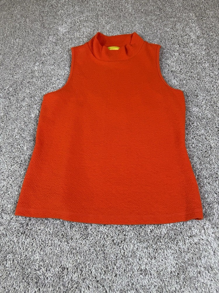 Maeve By Anthropologie Ribbed Mock Neck Orange Texture Sleeveless Top Size S