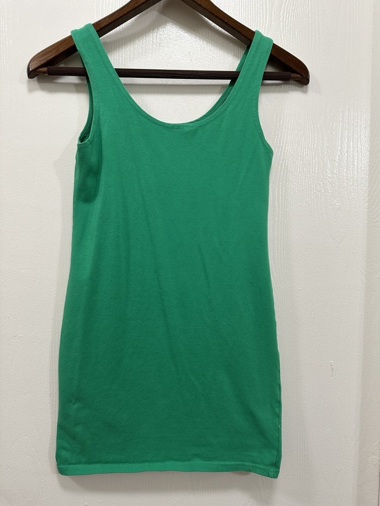 Divided by HM Women Tank top Cotton blend Green size 6 Everyday wear Casual Y2K